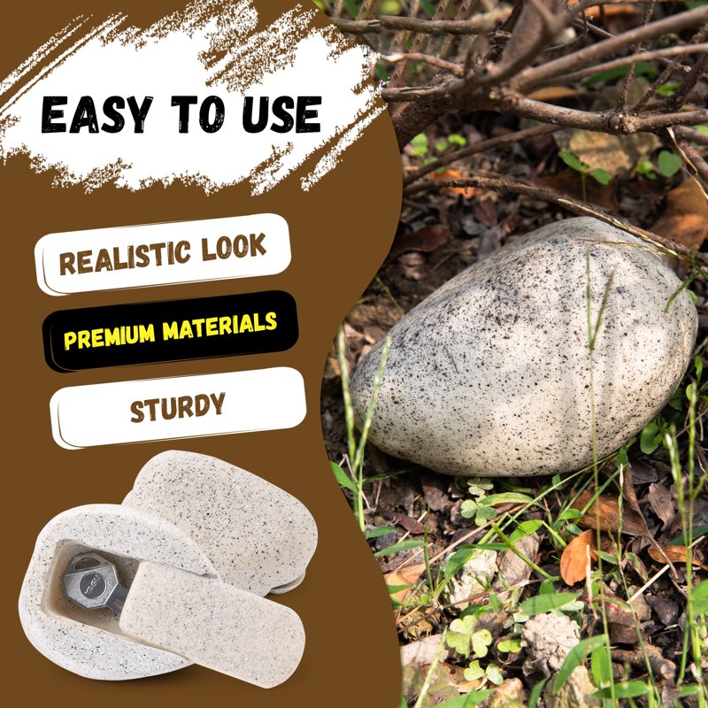Fake Rock Key Hider Safe for Outdoor Garden Discreet Weatherproof Stone Look