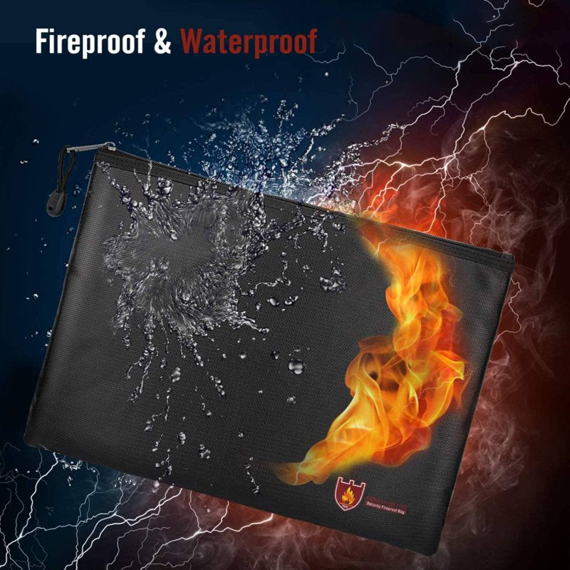 Fireproof Water-Resistant Document & Money Safe Bag - Fire & Water Proof Pouch