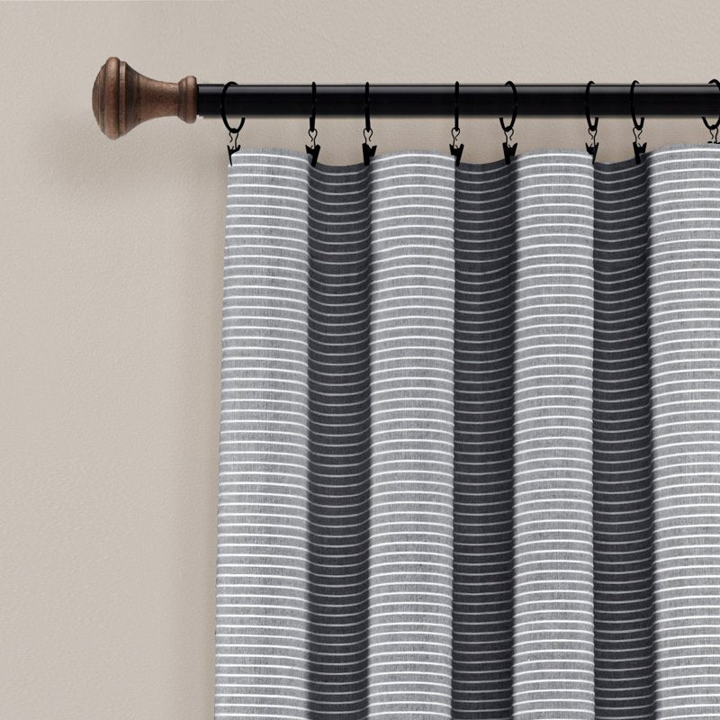 Farmhouse Style Stripe Cotton Window Panel Set - Eco-Friendly Recycled Fabric