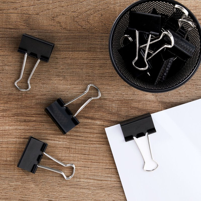 Binder Clips Medium Metal Black 12-Count Office Supplies