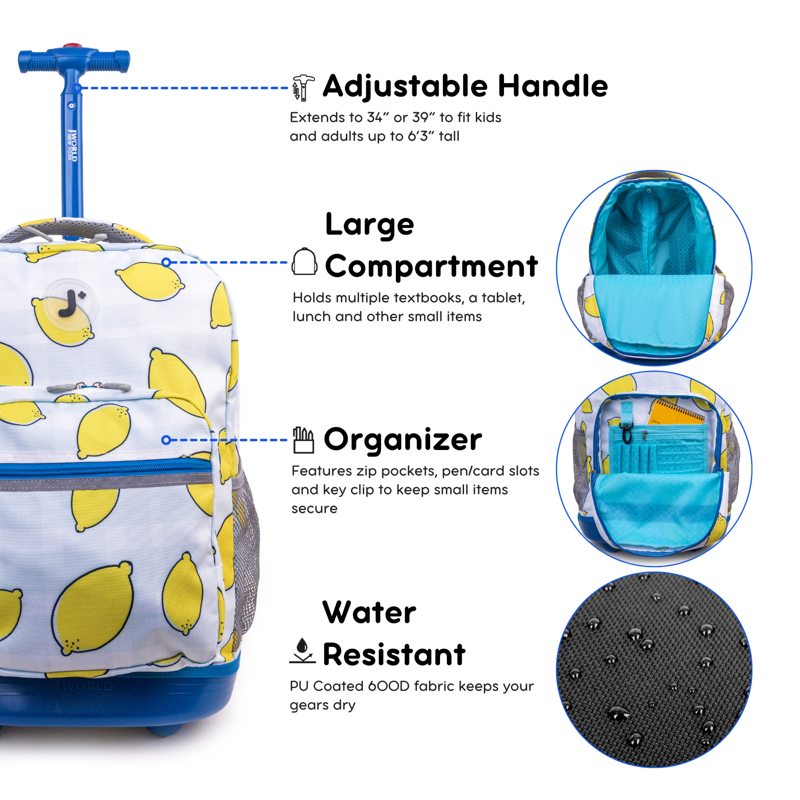 Unisex 18-Inch Rolling Backpack for School and Travel - Durable and Lightweight