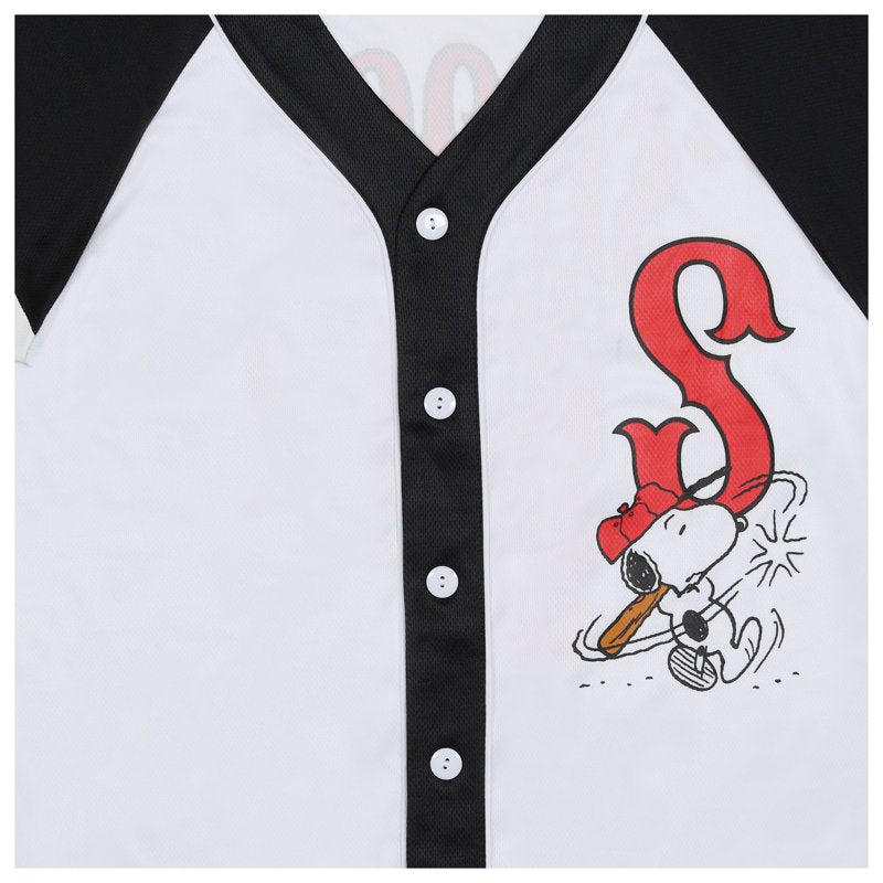 Ladies Snoopy Baseball Jersey Shirt - White, Medium, Sports Style