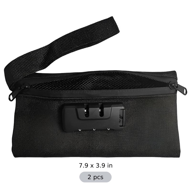 Lockable Money Pouch Set - 2 Polyester Cash Bags with Metal Locks, Compact Portable Design