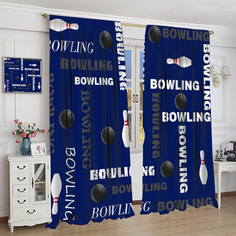 Bowling Ball Curtain Set - Kids & Teens Window Drapes with Insulation
