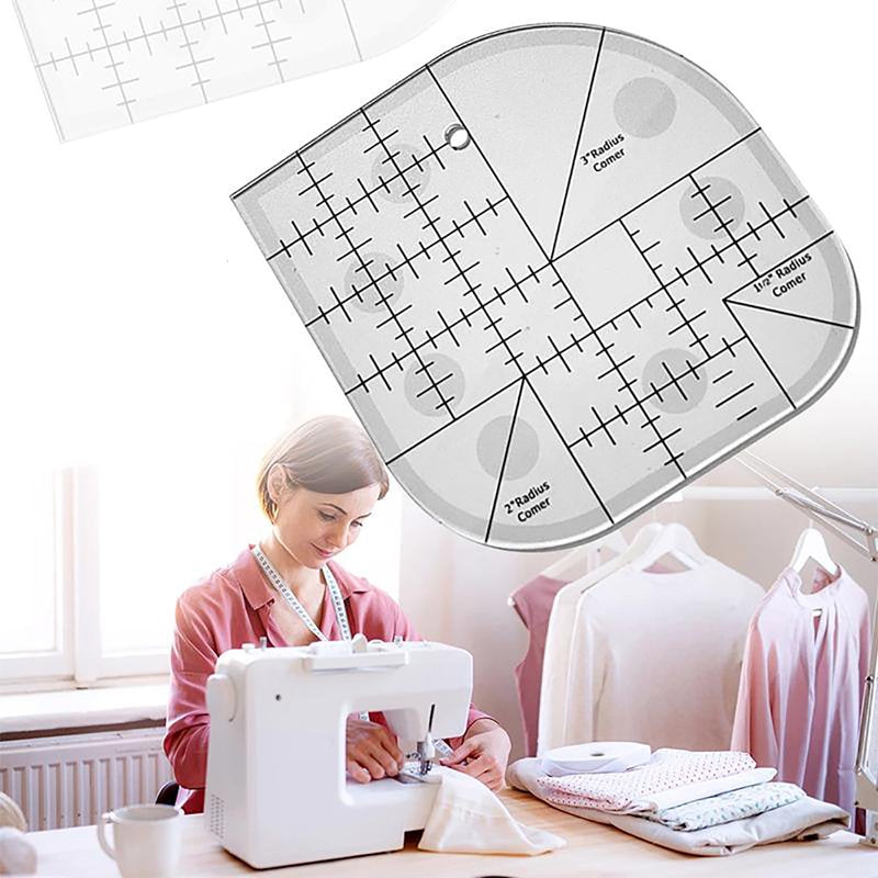 Curved Corner Cutter Ruler for Sewing and Patchwork - Plastic Template Tool