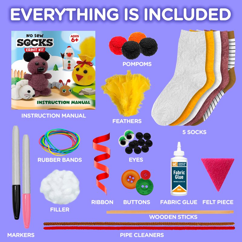Kids Plush Toy Craft Kit - Create 5 No-Sew Stuffed Animals for Ages 7-12