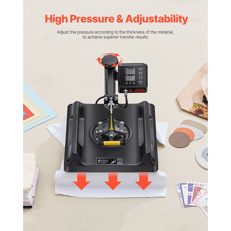 8-in-1 Heat Press Machine 15x15 Inch Digital Transfer for T-Shirts Mugs Hats
