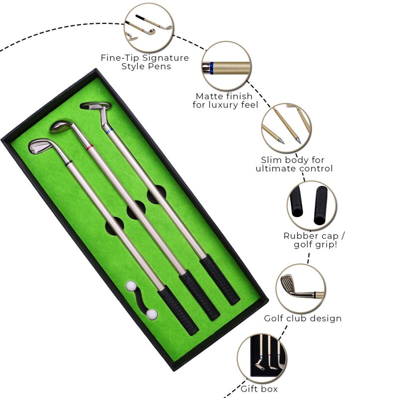 Golf Club Pen Set - Unique Desktop Gift for Men Women Adults