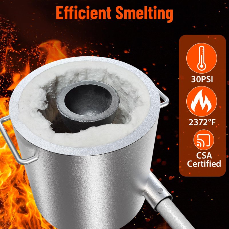6KG Propane Melting Furnace Kit with Crucible & Tongs for Metal Smelting