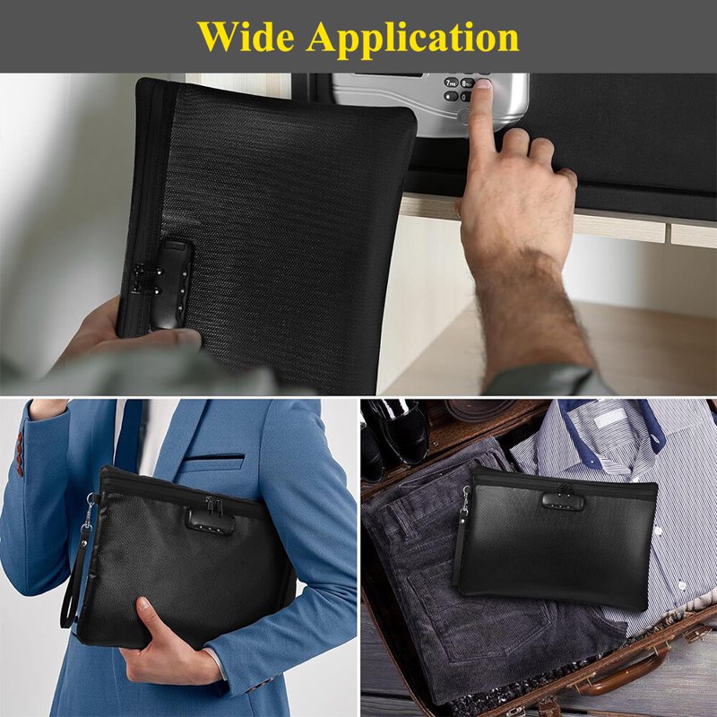 Fireproof Waterproof Document & Money Bag with Lock - 14x10 Inch Safe Pouch