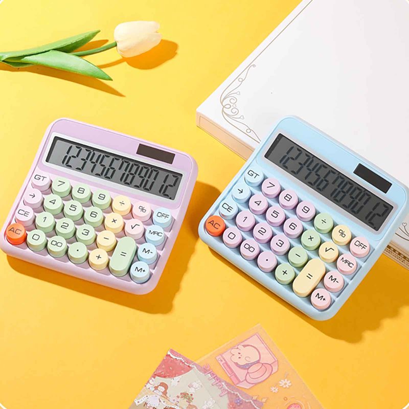 Mechanical Calculator 12 Digit Retro Style Solar & Battery Powered Office & School Use