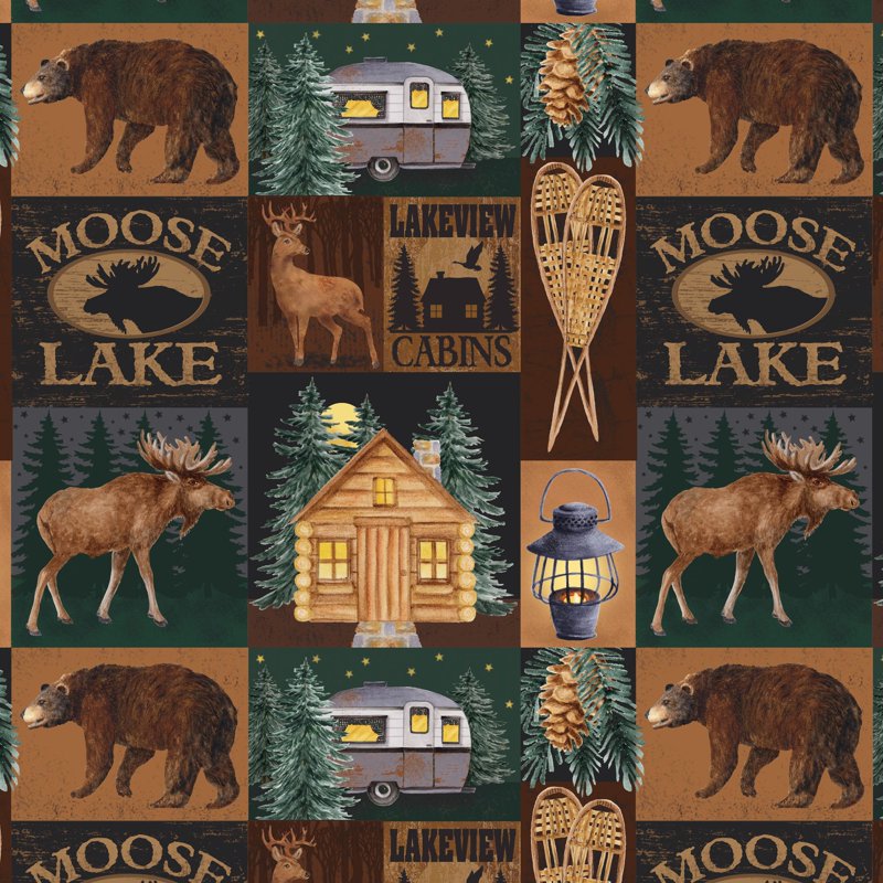 Cotton Quilt Fabric 2-Pack - Moose Lake Multi-Color 44" Wide for Quilting & Sewing