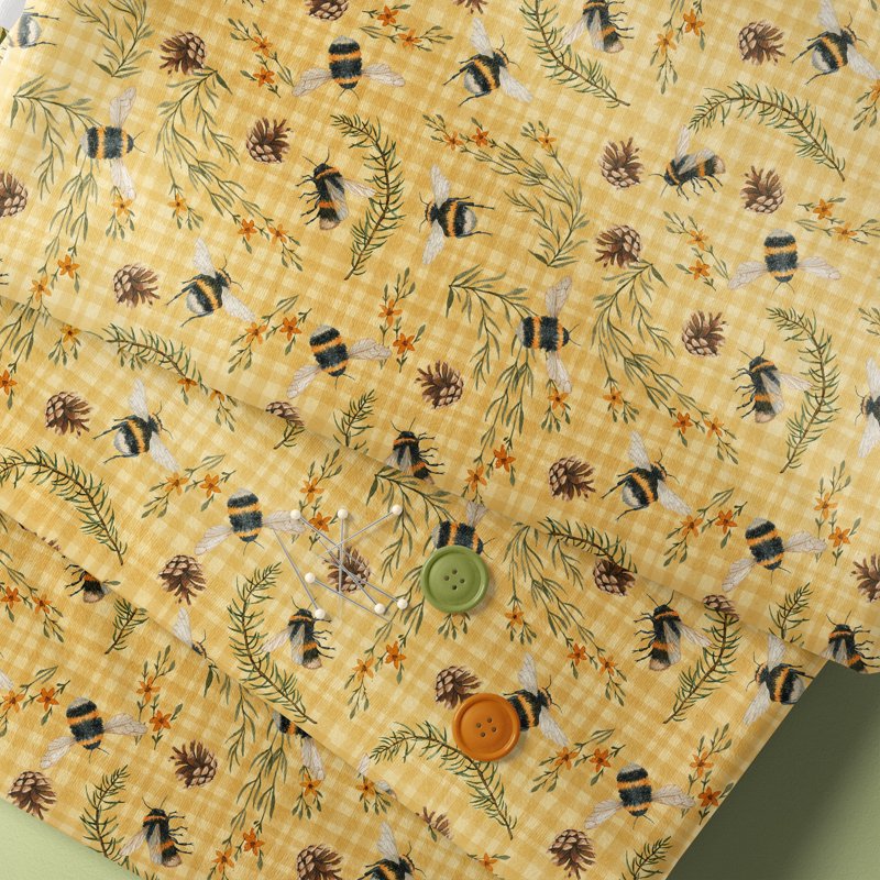 100% Cotton Quilting Fabric - Multi-Color Bee Story 44-Inch Precut