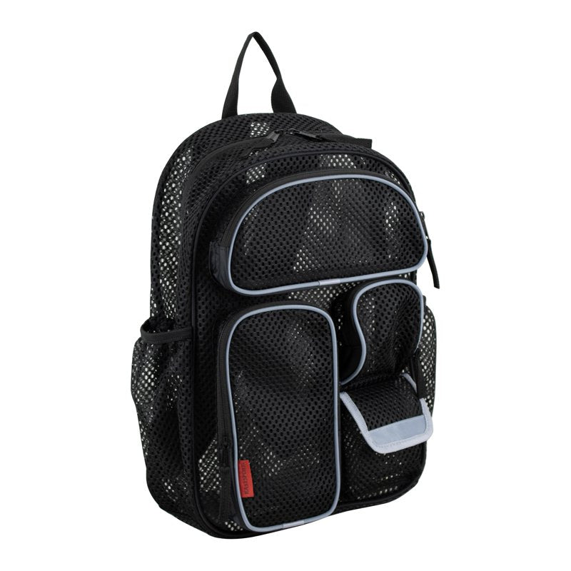 16-Inch Unisex Cargo Mesh Backpack with Hydration Pockets - Black/Gray