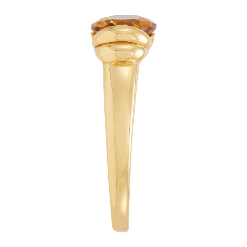 Oval Citrine Sterling Silver & 14K Gold Plate Ring - Elegant Jewelry for November Birthdays