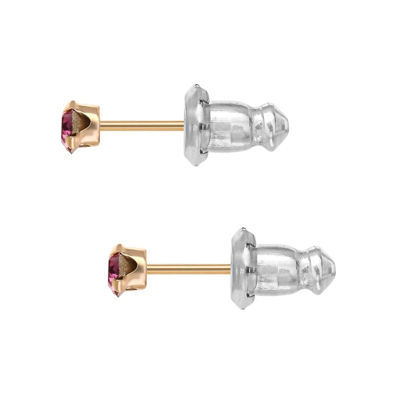 Girls/Tween 14K Yellow Gold Birthstone Stud Earrings - July Crystal