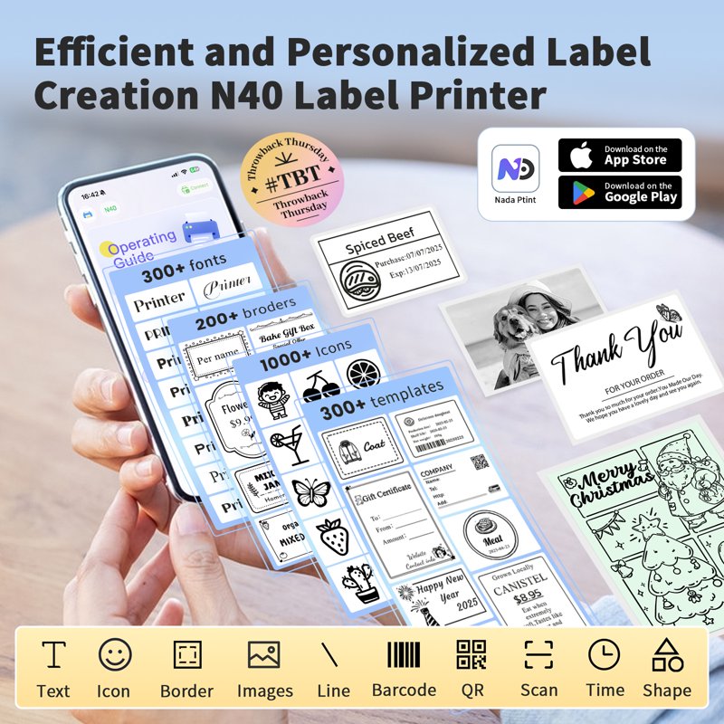 Bluetooth Thermal Shipping Label Printer 4x6 Portable for Small Business