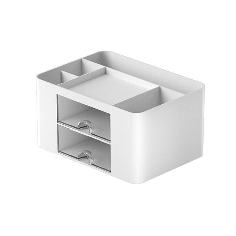 Desk Organizer with 2 Drawers and Multi-Compartment Storage for Office & Study Supplies - White