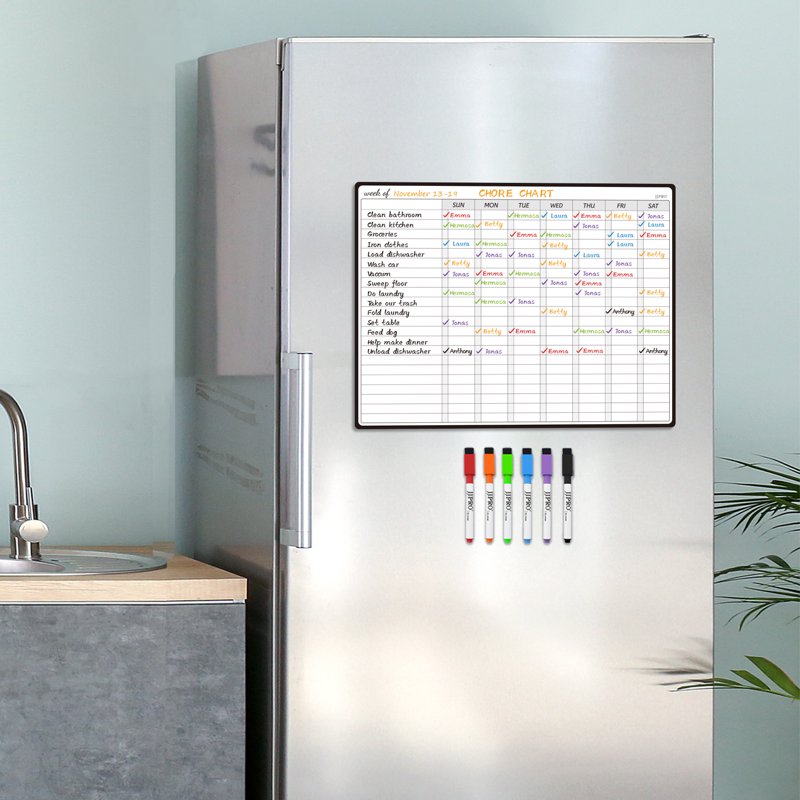 Magnetic Dry Erase Chore Chart for Refrigerator - Reusable Kids Behavior Organizer