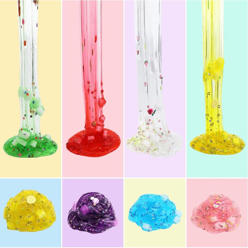 Jelly Cube Clear Slime Kit for Kids - 8 Pack Sensory DIY Toys, Stress Relief & Party Favors
