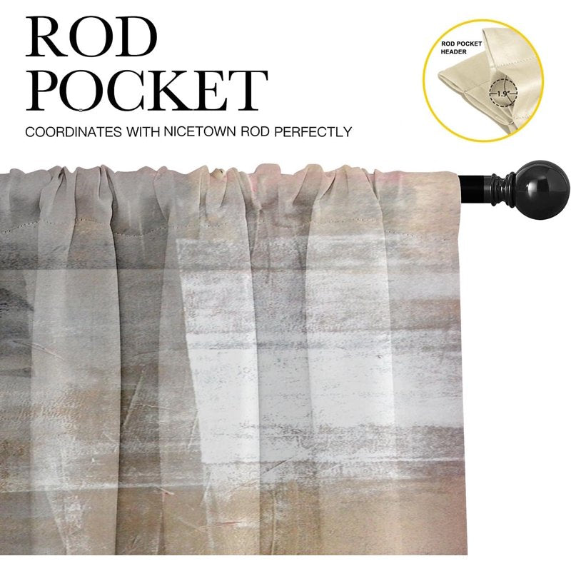 Modern Abstract Window Valances - 2 Pack, Adjustable 18x52 Inch Curtains for Living Room & Kitchen
