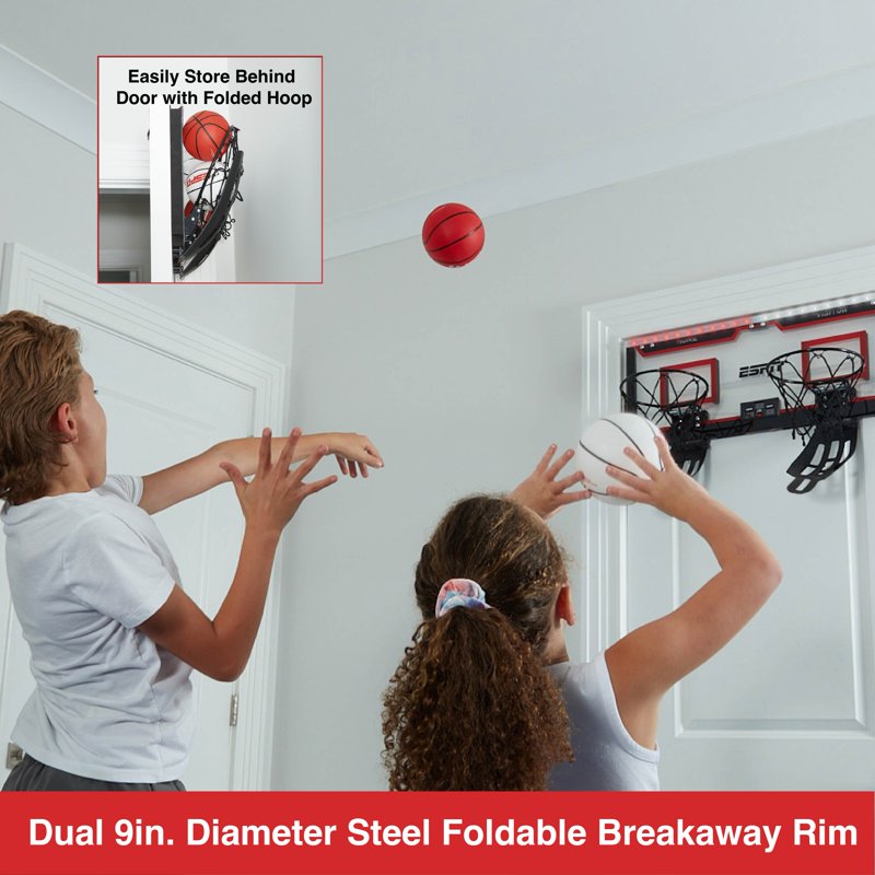 2-Player Pro Dual Basketball Hoop Set with LED Scoreboard and Mini Balls