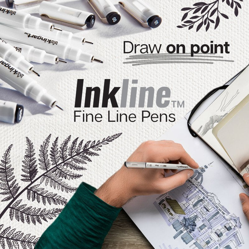 Fine Line Drawing Pen Set - 10 Black Ink Pens for Illustration & Sketching