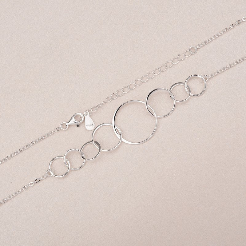 Sterling Silver 80th Birthday Necklace for Grandma - 8 Flat Circles Gift