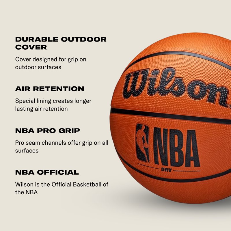 Outdoor Basketball Size 7 29.5 Inch Durable Rubber Basketball for Outdoor Play