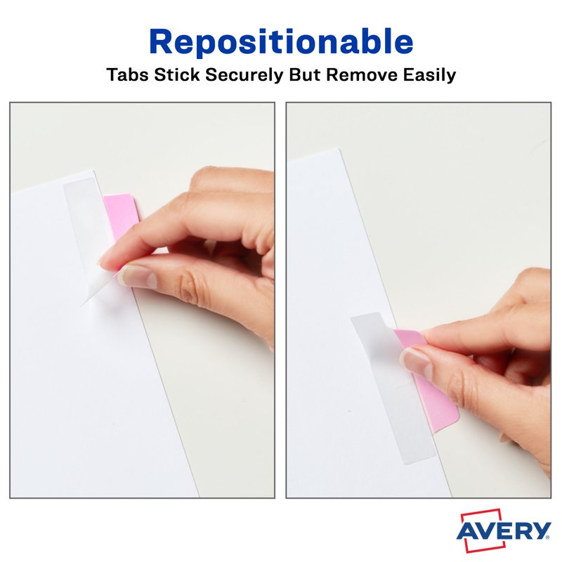Repositionable Pastel Page Tabs - 24 Assorted 2.5x1 Inch Office Labels