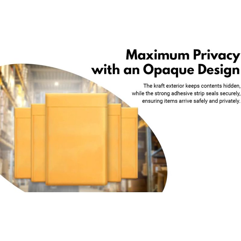 Self-Sealing Kraft Bubble Mailers - 7.25 x 12 Inches, 200 Envelopes