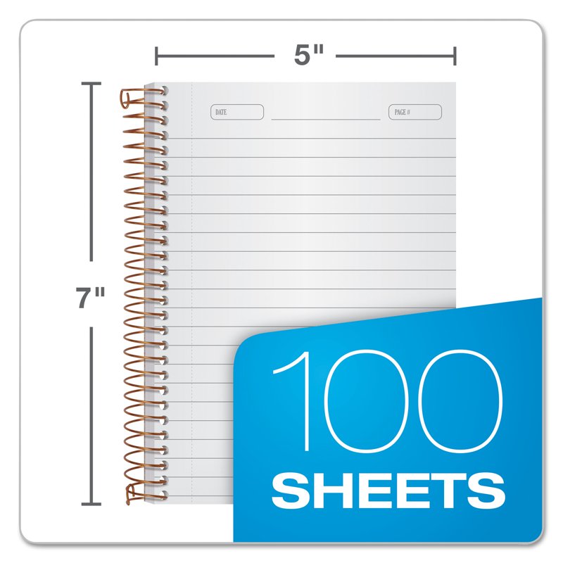 College-Ruled Personal Notebook 5x7 Green Spiral-Bound 100 Sheets