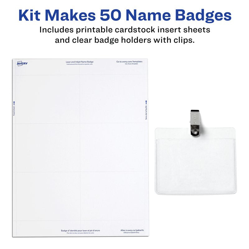 Name Badge Clips with Clear Holders for ID Cards - Pack of 50