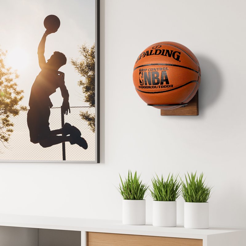 Wall Mount Ball Holder Rack for Basketball Soccer Volleyball Sports Display