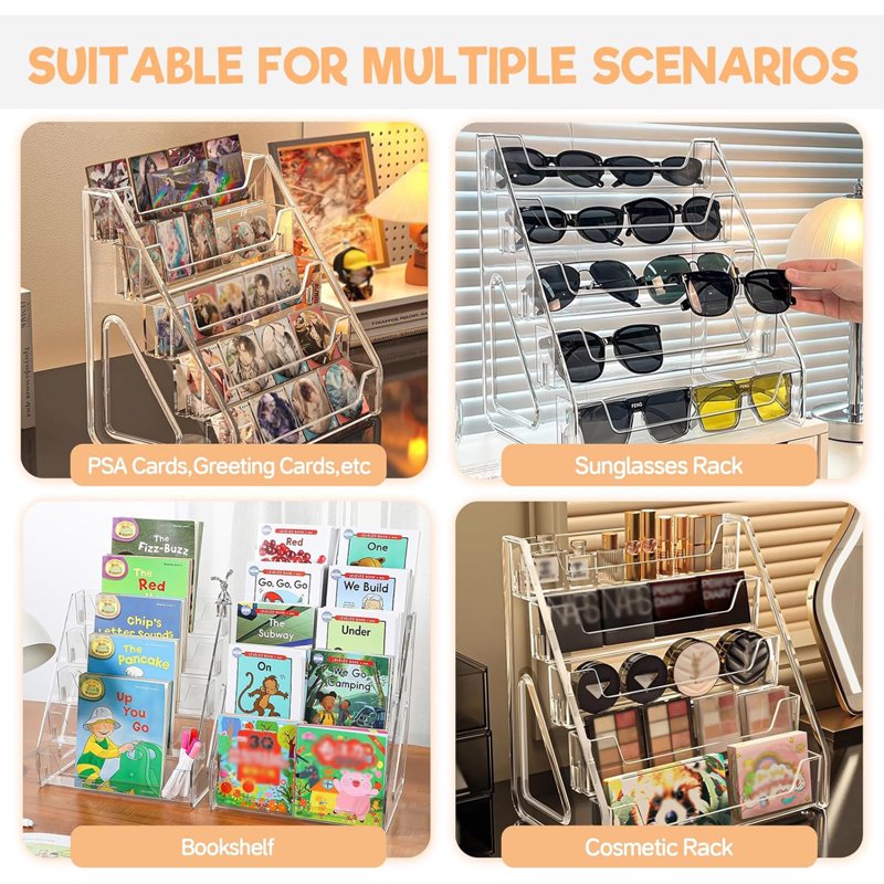 5-Tier Acrylic Greeting Card Display Stand for Retail & Home Use