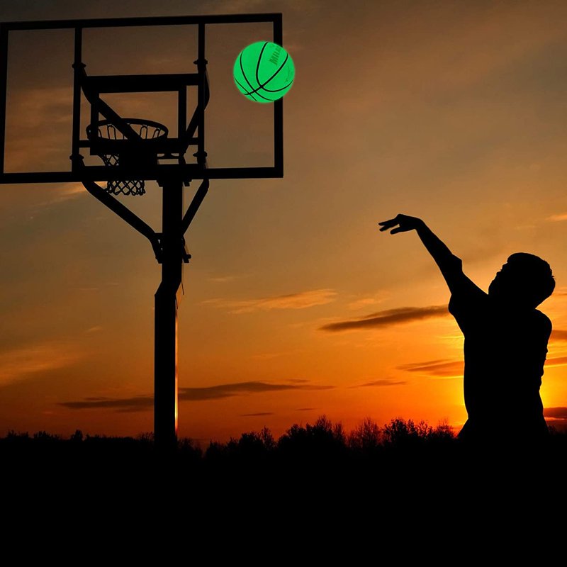 Glow in The Dark Leather Basketball - 29.5 Inch Outdoor Night Game Gift