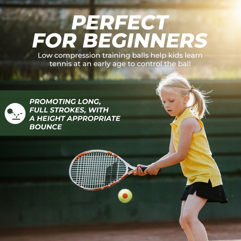 Low Compression Tennis Balls - Orange Dot Training Balls, 50 Pack