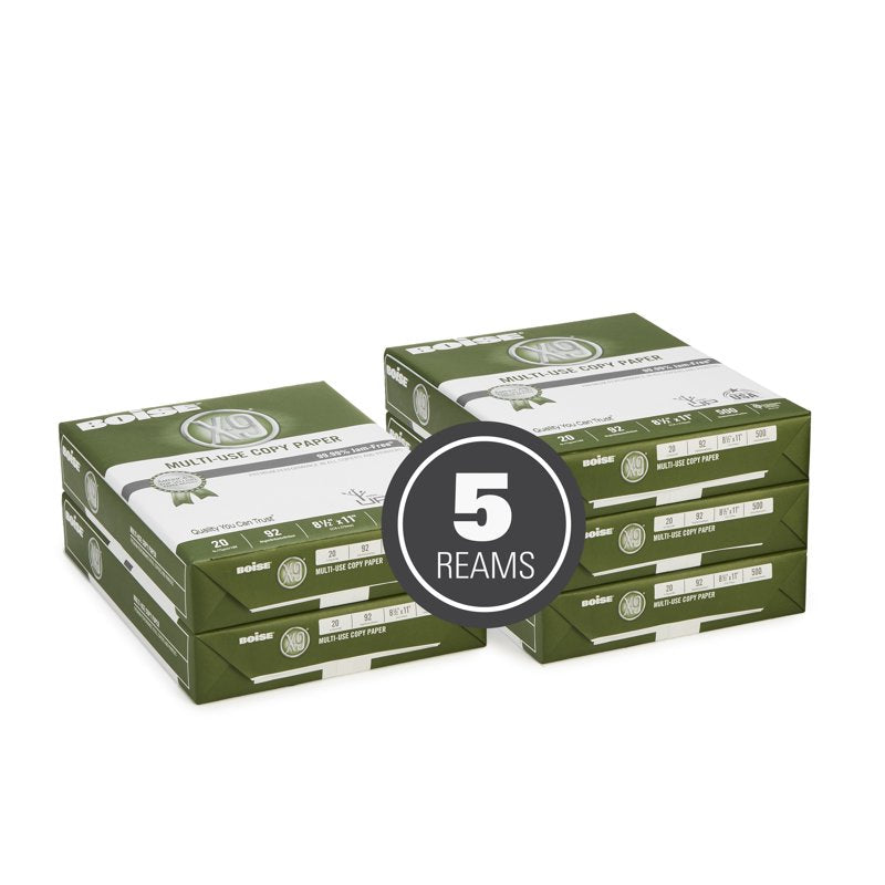 Boise X-9 Multi-Use Copy Paper 8.5 x 11 Inches, 92 Bright White, 20 lb, 5 Ream Carton