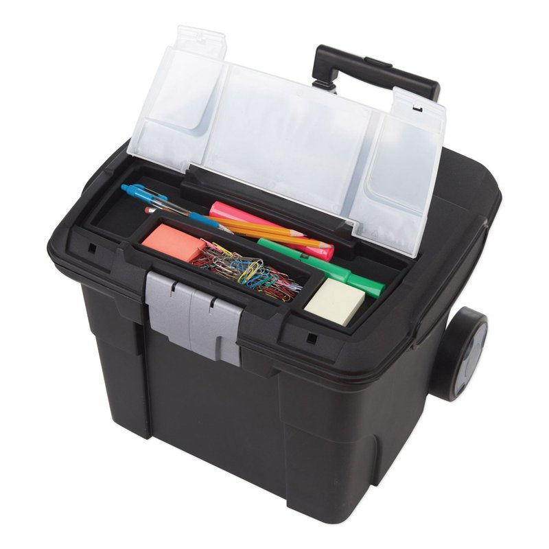 Mobile File Cart on Wheels - Holds Letter-Sized Folders, Black