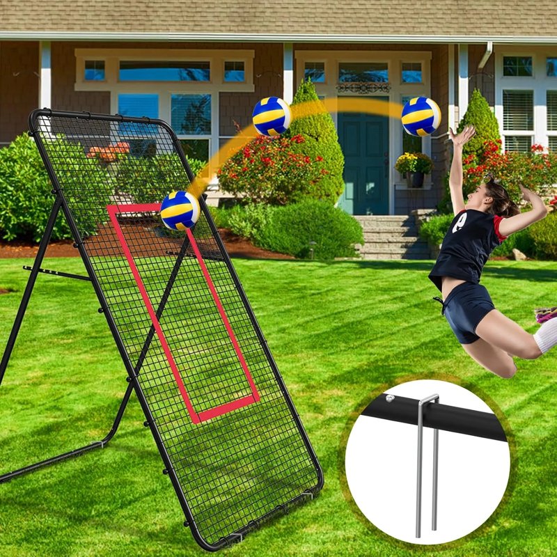 Adjustable Volleyball Rebounder Net - Portable 7x4 FT Practice Equipment for Volleyball, Lacrosse, Baseball, Soccer