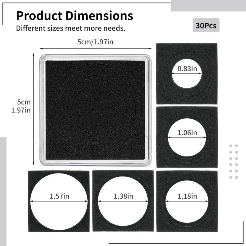 30 Pcs Acrylic Coin Holders with 5 Sizes for Collectors, Silver Dollar Storage Cases