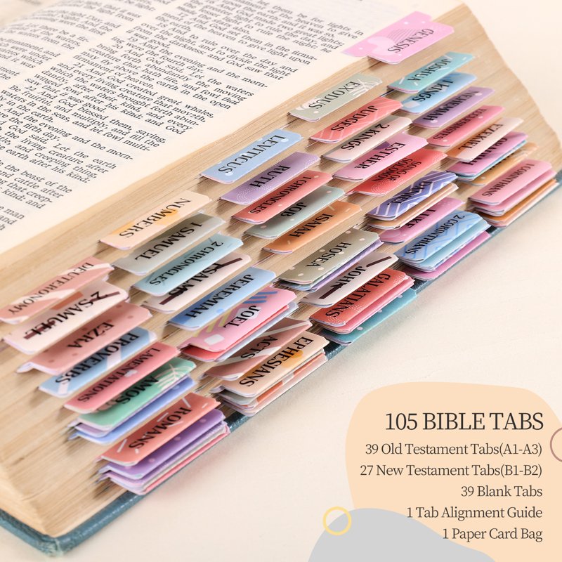 Bible Tabs for Women, 66 Large Print Laminated Index Tabs & 39 Blank Dividers