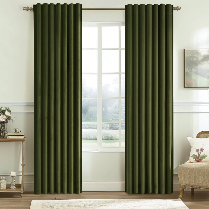 Blackout Velvet Curtains - Thermal Insulated Window Drapes for Bedroom & Living Room