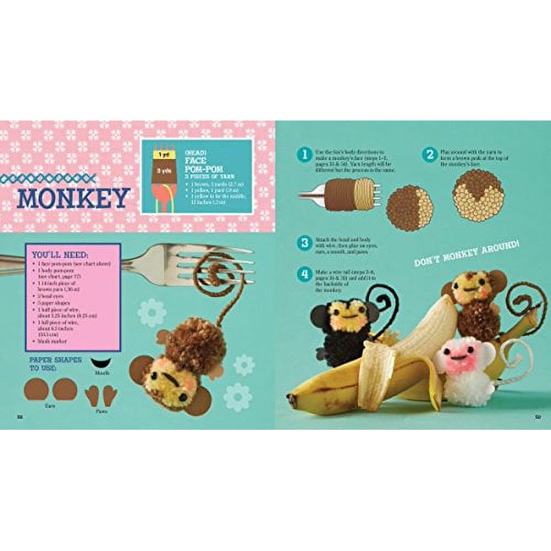 Mini Pom-Pom Craft Kit for Making Fuzzy Pet Friends, Over 20 Styles