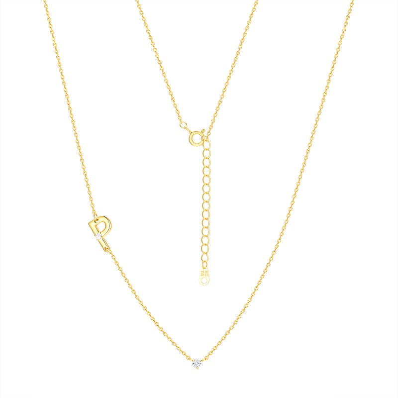 Gold Flash Plated Initial Necklace Set with Cubic Zirconia - Multiple Letters