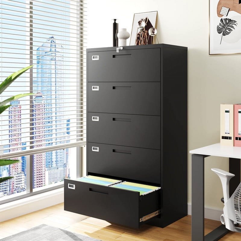 5 Drawer Lockable Metal File Cabinet for Home Office & Business