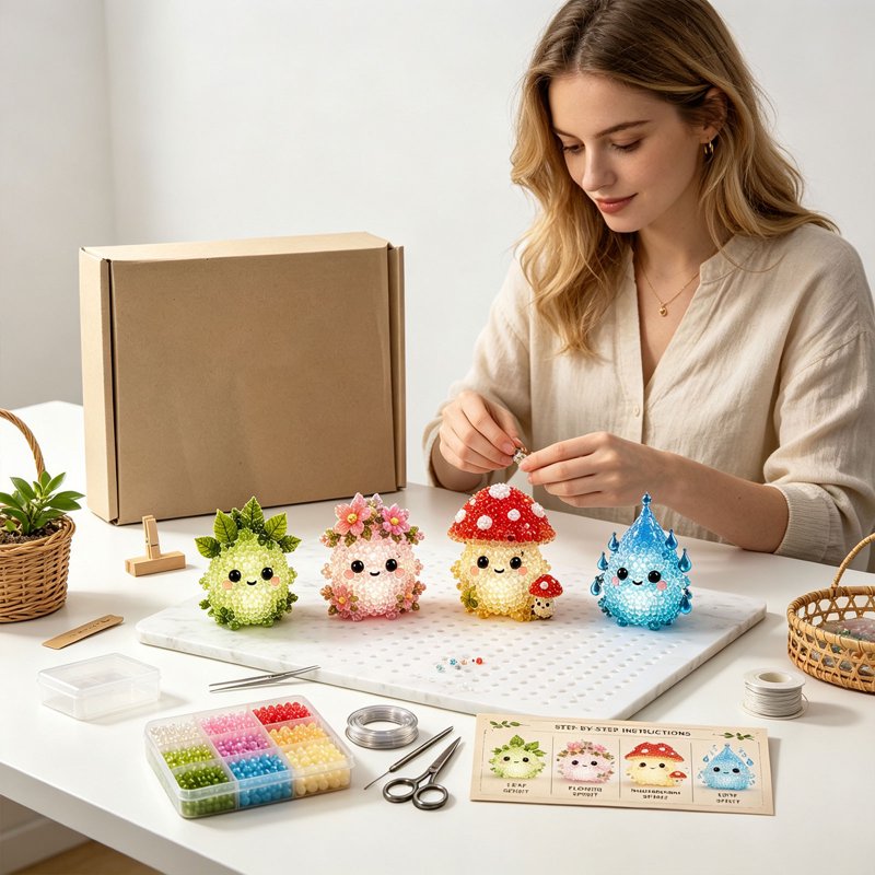 Glow-In-The-Dark Bead Kit - Luminous Dream DIY Jewelry Creatures (Variation: E-Glowing Mushroom Flower)