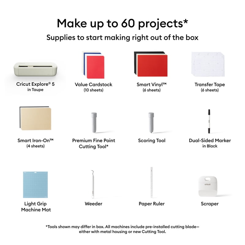Cricut Explore 5 Smart Die-Cutting Machine Starter Bundle - Cream