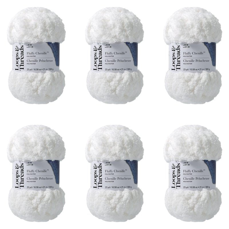 Jumbo Fluffy Chenille Yarn - 6 Pack Soft Polyester for Knitting & Crochet