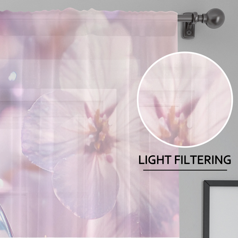 Elegant Purple Sheer Curtains 84 Inch Long 2 Panels Window Drapes for Bedroom & Living Room